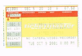 Neil Diamond October 9th 2001 Ticket Stub United Center - $49.45
