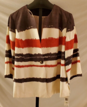 NWT Jones New York Black Ivory &amp; Rust Striped Silk Suit Jacket Size 18W - £31.14 GBP