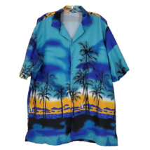 Double Pump Hawaiian Men&#39;s Shirt Sunset Beach Scene Sailboat Size XL EUC - $16.79