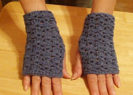 Handmade Accessory Wool Fingerless mittens, wristers blue - $14.85