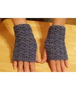 Handmade Accessory Wool Fingerless mittens, wristers blue - $14.85