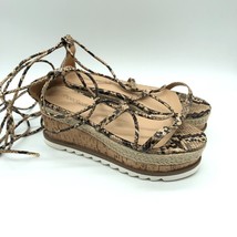 Shoedazzle Womens Tonnya Sandals Platform Lace Up Faux Leather Brown Snake 6 - £15.37 GBP
