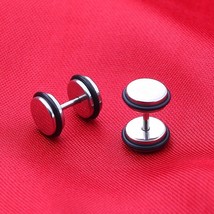 Men&#39;s Earrings Simple Round Stud Earrings For Men Titanium Stainless Steel Barbe - $11.26