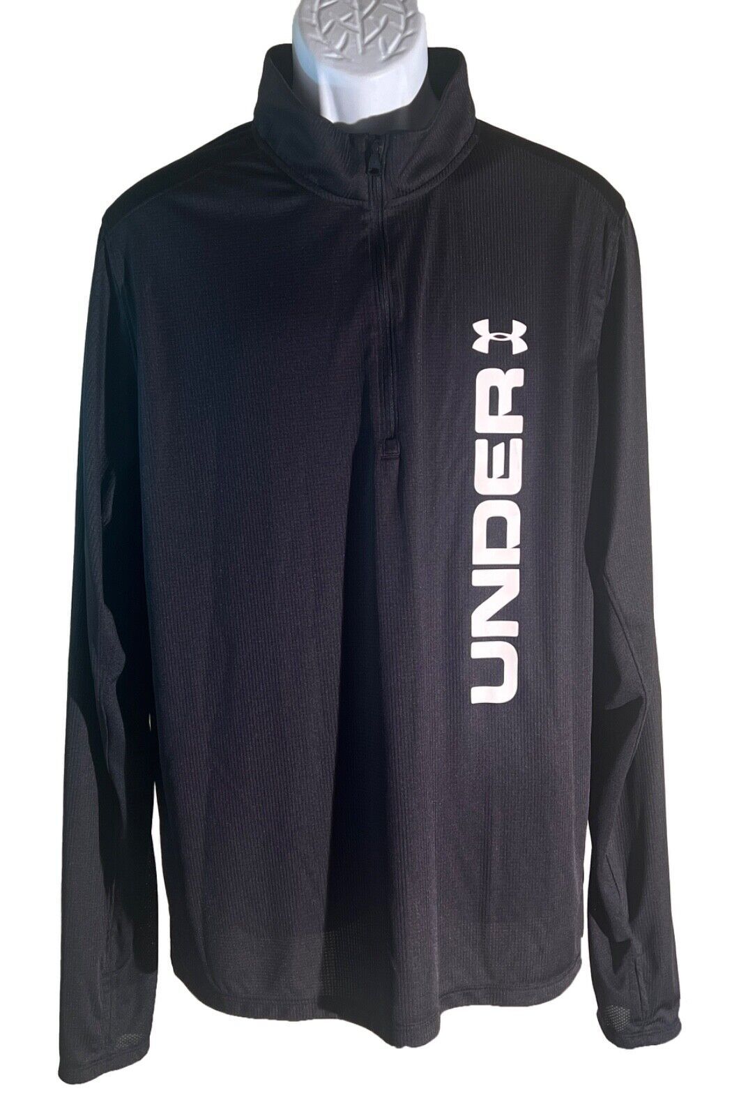 UNDER ARMOUR Fitted Long Sleeve 1/2 Zip Shirt Black 2XL - $18.80