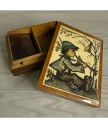 Vintage W. Germany Small Wooden 6” x 5” music box with Hummel “popcorn” ... - $357.37 MXN