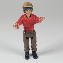 Vintage Tootsie toy Motorcycle Rider Figure 2&quot; Helmet Goggles Red Jacket  - £3.59 GBP