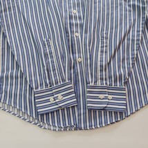 Van Heusen Fitted Men's White & Blue Stripes Cotton Blend Button Up Shirt Size M image 8