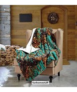 TEAL CAMO WOODS Camouflage Sherpa Luxury Light Weight Soft Blanket 50&quot; x... - £29.05 GBP