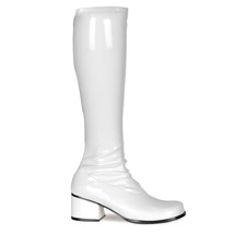 Sexy White 70&#39;s Retro 2&quot; Heel Halloween Gogo Girl Costume Knee Boots RET300/W - £53.75 GBP