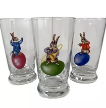 Set of 3  Williams Sonoma Easter Bunny Tumbler Glasses Replacements - $26.95