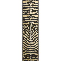 3&#39; X 8&#39; Black and Gold Animal Print Shag Handmade Non Skid Runner Rug - £126.49 GBP