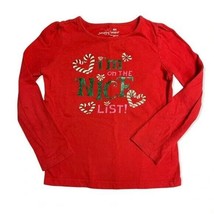 Christmas Holiday Festive Red I’m on the Nice List Glitter Long Sleeve Tee Shirt - £6.33 GBP