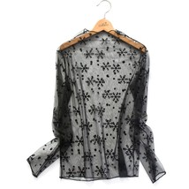 Womens Spring Basic See Through  Bottoming Shirt  Out  Snowflake Stripes Glitter - £25.95 GBP