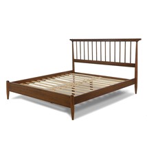 Queen Size Hardwood Mid Century Platform Bed Frame with Headboard in Walnut - €799,08 EUR