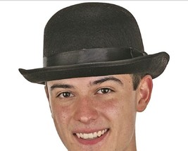 Black Felt Bowler Hat With Black Band Trim Adult Roaring 20&#39;s Costume Ac... - £23.59 GBP