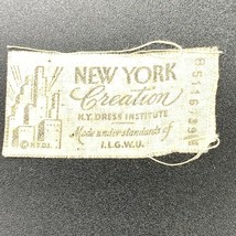 Vintage 1940s New York Creation NY Dress Institute Tag  BRAND LABEL ONLY SM - £10.65 GBP