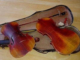 Vtg Wooden Coffin Style Violin Case W/PARTS To A Copy Of Antonius Stradiuarius - £223.47 GBP