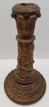 Antique Vtg Ceramic Pottery Large Ornate Fruit Design Candle Holder Italian Rare - £19.05 GBP