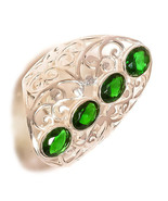 Chrome Diopside Glass Gemstone 925 Silver Overlay Handmade Filigree Ring... - $23.18 CAD