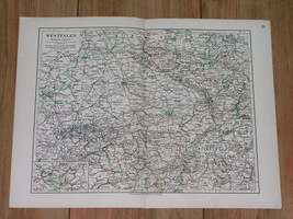 1912 Original Antique Map Of Westphalia Westfalen Ruhrgebiet Detmold / Germany - £19.23 GBP