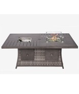 Gray Wicker Outdoor Gas Fire Pit Table with Ice Bucket - $44,229.35 MXN
