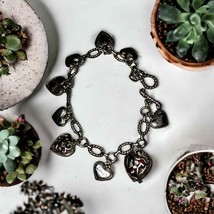 Gorgeous vintage silver heart charm bracelet - $27.72