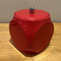 Vintage MCM Red Cube Vinyl Ice Bucket Barware Circles - $1,102.52 MXN