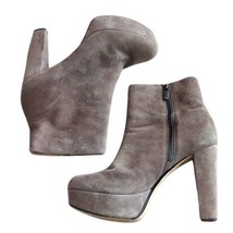 Michael Kors Platform Heel Bootie Women Size 8.5 Gray Suede Ankle Boot Side Zip - £58.67 GBP