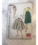 1950s VTG Simplicity Sewing Pattern 2654 Womens Skirts 3 Styles 26 Waist 36 - $22.57