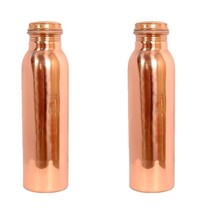 Pure Copper Water Bottle with No Joint and Leak Proof Ayurvedic Health Benefits - £33.64 GBP