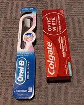 2 Pcs. Oral-B Toothbrush &amp; Colgate Optic White Toothpaste (O1) - £12.44 GBP