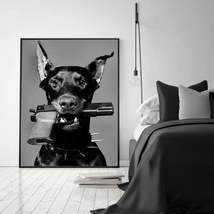 Black Dog Canvas Painting Living Room Bedroom Decorative - $9.80+