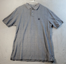 Chaps Polo Shirt Mens Medium Gray Knit 100% Cotton Short Sleeve Logo Slit Collar - £8.79 GBP