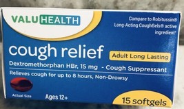 ValuHealth Cough Relief Adult long Lasting Headache-15 Softgels. - £5.23 GBP