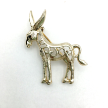 SARAH COVENTRY gold-tone donkey pin - vintage figural animal brooch Democrat - £10.35 GBP