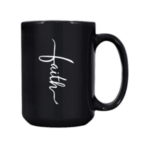 Black Ceramic Mug - 15oz, Faith Christian Inspiration - £11.78 GBP