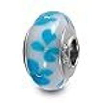 Galaxy Gold GG 925 Sterling Silver Genuine Murano Glass Charm, Blue Hear... - $18.80
