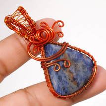 Sodalite Gemstone Handmade Wire Wrapped Handcrafted Pendant Copper 2.50&quot; SA 1416 - £3.98 GBP