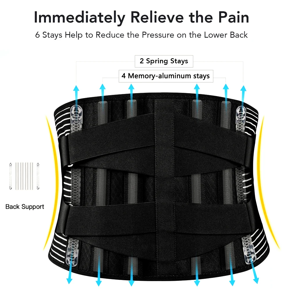 Sporting Back Braces Support Belt for Lower Back Pain Relief with 6 Stays,for Me - £43.06 GBP