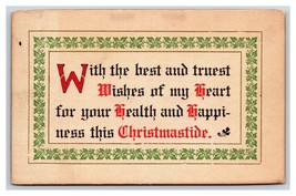 Best Wishes Heatlth and Happiness Christmastide Mottto DB Postcard K17 - £3.08 GBP