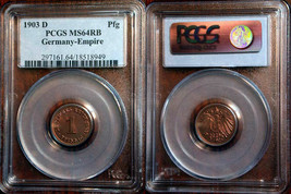 1903-D Germany Pfennig PCGS MS64 RB - 117 Years Old Historical Artifact - $275.00