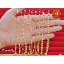 Necklace 9 Type Chain Beaded Two Color 22K Thai Baht Yellow Gold Plated 18,-24&quot; - £23.67 GBP