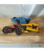 3 VTG Cast Metal Wall Art Plaques MOTORCYCLE DIRT BIKE PLANE RACE CAR Ki... - $28.85