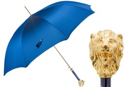 Pasotti Blue Umbrella Gold Lion - $290.00