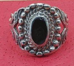 Vintage Sterling Silver Black Onyx Ring Size 5.5 - €52,10 EUR