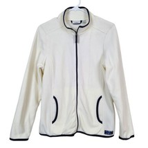 L.L. Bean Fleece Size Medium Soft-Brushed Fitness  white Zip-PocketJacket - £19.74 GBP