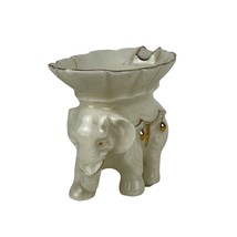 Vintage Ceramic Elephant Figurine Ashtray Trinket Dish White Japan - $222.50 MXN