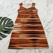 Prana Womens Sheath Dress Size M Brown Orange Striped Sleeveless Knee Le... - $29.69