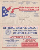 Original Vintage Palm Beach County Sample Ballot 2004 Election Bush v Kerry - £11.79 GBP