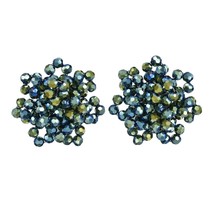 Glitzy Ireen Green Crystal Bead Cluster Clip-on Earrings - £15.26 GBP